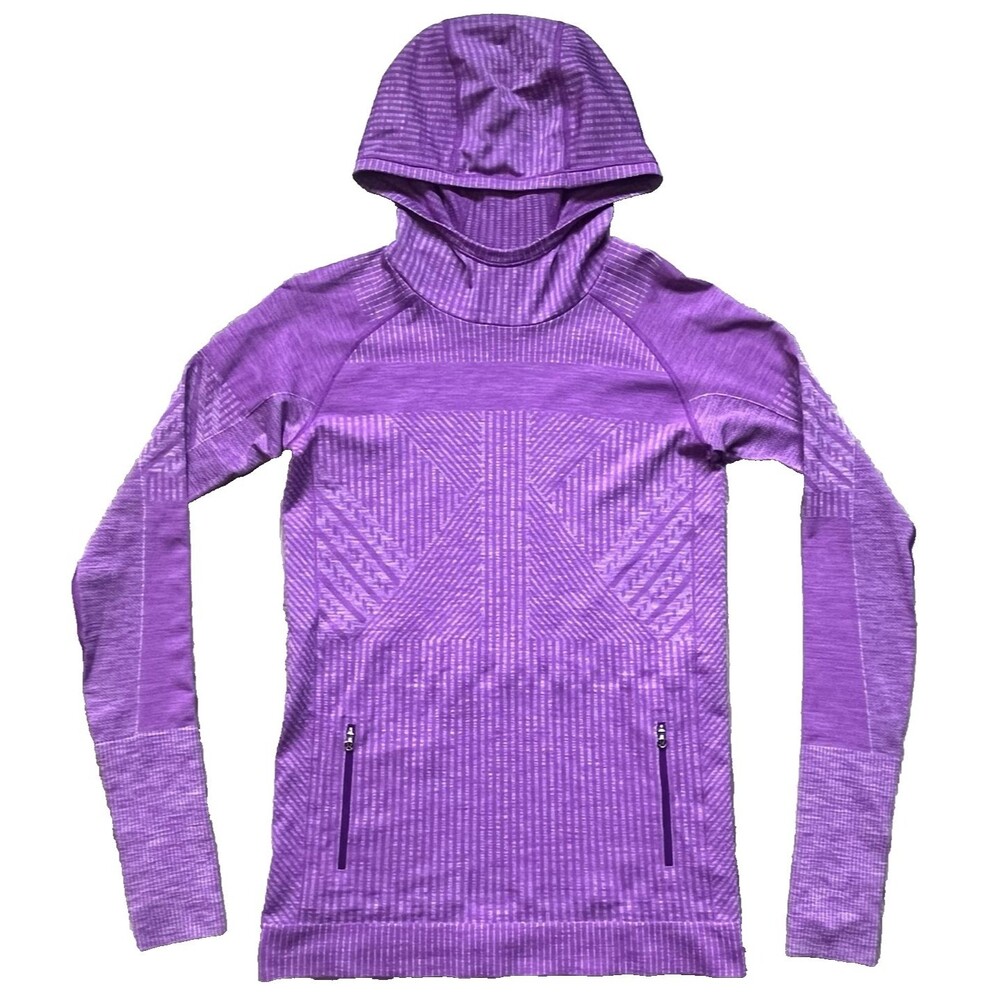 Lululemon Womens Rest Less Tender Violet Textured Hoodie Thumb Holes Size 10/12?